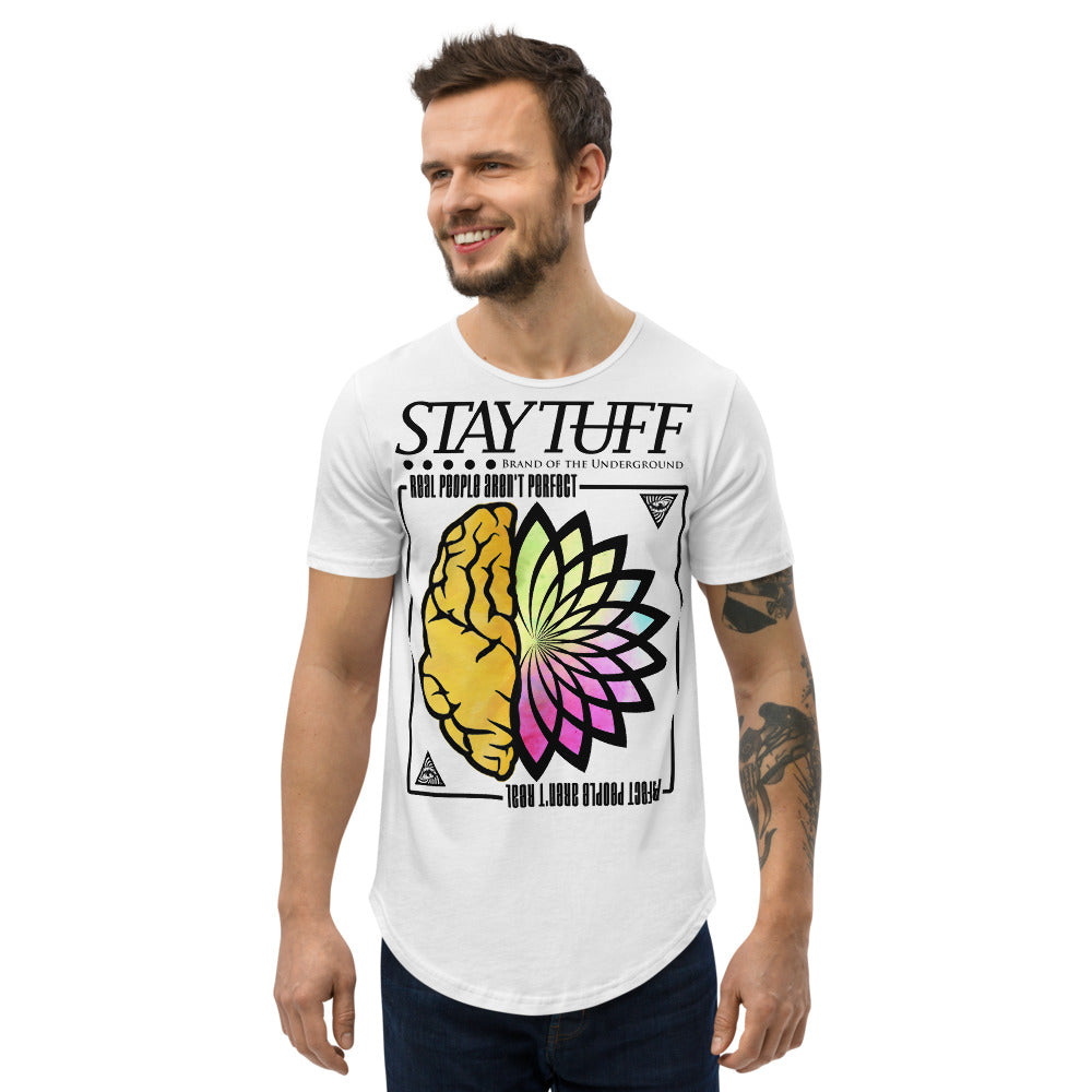 DON'T GIVE UP (Men's Curved Hem T-Shirt)