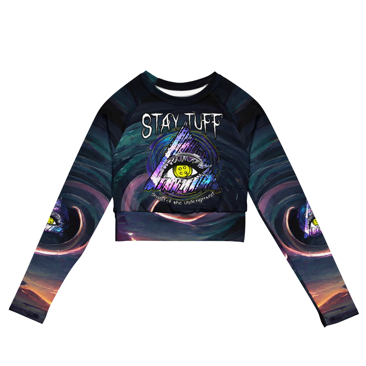 PARALLEL WORLDS (All Over Print Long-Sleeve Crop Top)