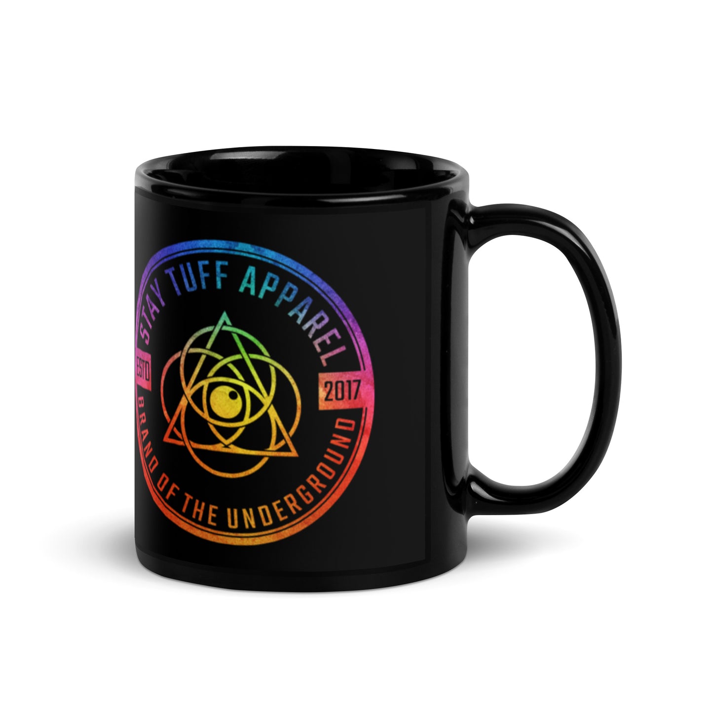 VIBRANT CIRCLES (Black Glossy Mug)